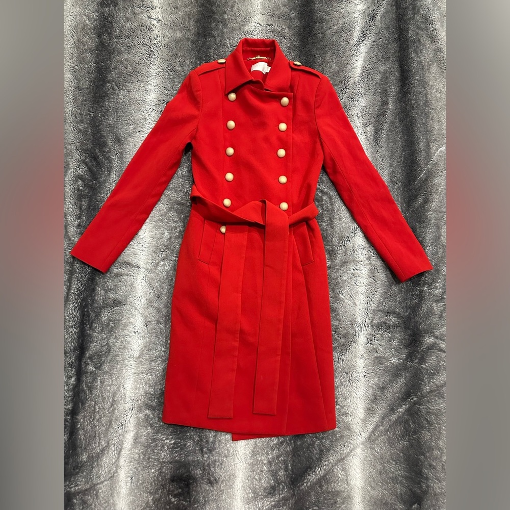 Misha Red Button-up Trench Coat - Picture 2 of 6